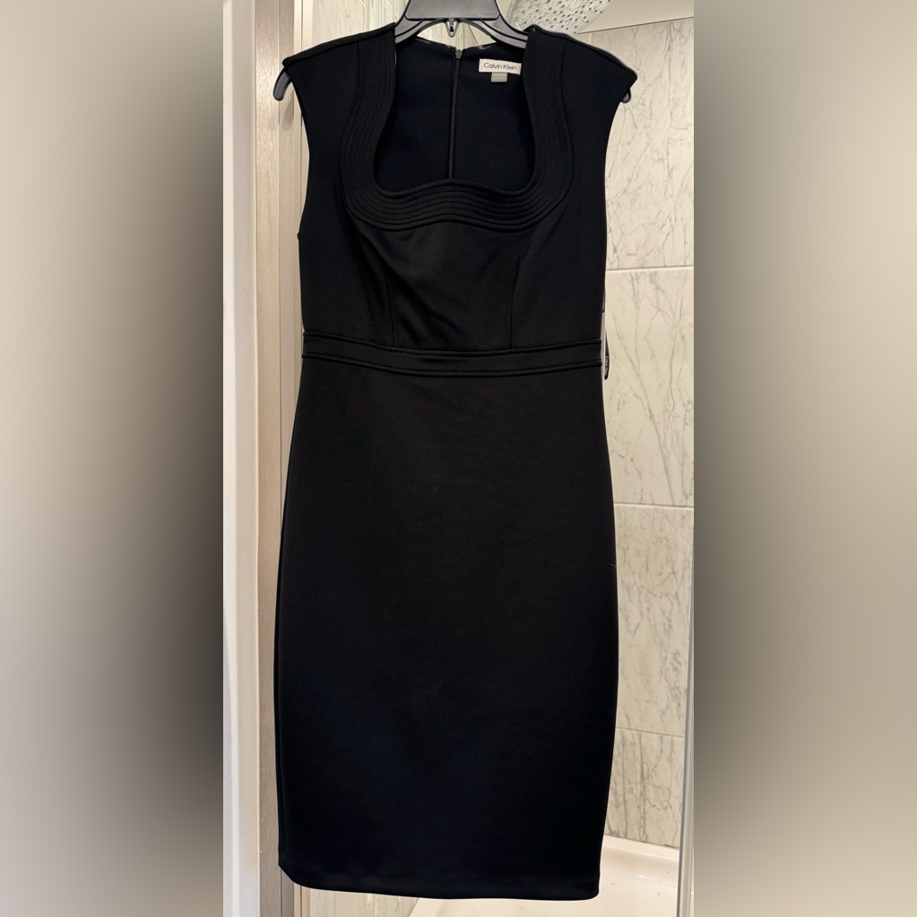 Calvin Klein Black Sheath Dress Nwt Sweetheart Neckline